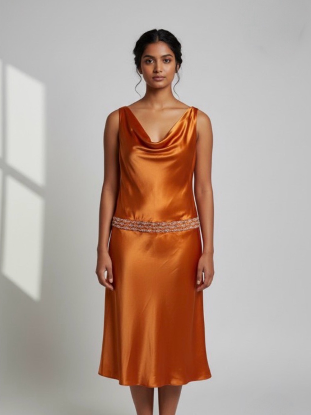 Carmen Marc Valvo New 100% Silk Midi Dress